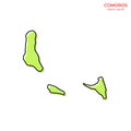 Green Map of Comoros with Outline Vector Design Template. Editable Stroke