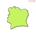 Green Map of Cote d`Ivoire with Outline Vector Design Template. Editable Stroke