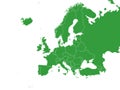 Green Map of Europe With Countries on White Background Royalty Free Stock Photo