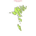 Green Map of Faroe Islands with Outline Vector Design Template. Editable Stroke