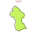 Green Map of Guyana with Outline Vector Design Template. Editable Stroke Royalty Free Stock Photo