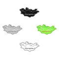 Green map of Mongolia.Mongolia on the world map.Mongolia single icon in cartoon,black style vector symbol stock