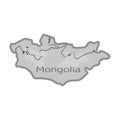 Green map of Mongolia.Mongolia on the world map.Mongolia single icon in monochrome style vector symbol stock