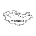 Green map of Mongolia.Mongolia on the world map.Mongolia single icon in outline style vector symbol stock illustration.