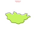 Green Map of Mongolia with Outline Vector Design Template. Editable Stroke