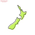 Green Map of New Zealand with Outline Vector Design Template. Editable Stroke Royalty Free Stock Photo