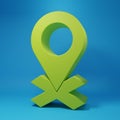 Green Map pin icon isolated on blue background. Navigation, pointer, location, map, gps, direction, place concept Royalty Free Stock Photo