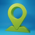 Green Map pin icon isolated on blue background. Navigation, pointer, location, map, gps, direction, place concept Royalty Free Stock Photo