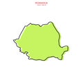 Green Map of Romania with Outline Vector Design Template. Editable Stroke Royalty Free Stock Photo