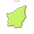 Green Map of San Marino with Outline Vector Design Template. Editable Stroke