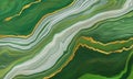 Green marbled texture with gold veins. Fake gemstone liquid art with glitter for dramatic abstract background.