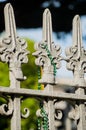 Green Mardi Gras Beads on Fleur de Lis Fencing-New Orleans, Louisiana