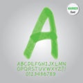Green Marker Alphabet and Digit Vector