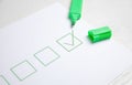 Green marker with checkbox in checklist