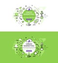 Green Marketing. Flat color line hero images and hero banners Royalty Free Stock Photo