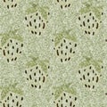 Green marl strawberry vintage seamless pattern. Cottagecore linen retro summer fruit wallpaper. Whimsical sweet healthy