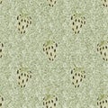 Green marl strawberry vintage seamless pattern. Cottagecore linen retro summer fruit wallpaper. Whimsical sweet healthy