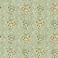 Green marl strawberry vintage seamless pattern. Cottagecore linen retro summer fruit wallpaper. Whimsical sweet healthy