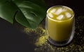 green matcha iced tea in a glass Royalty Free Stock Photo