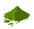 Green Tea Powder with Tea Leaf Vector Illustration