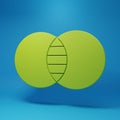 Green Mathematics sets A and B icon isolated on blue background. Symmetric difference. Minimalism concept. 3D render Royalty Free Stock Photo
