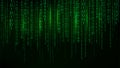 Green matrix background. stream of binary code. Falling numbers on dark backdrop. Coding and hacking Royalty Free Stock Photo
