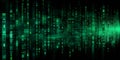 Green matrix code digital rain background for internet technology, programming Royalty Free Stock Photo