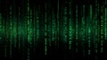 Green matrix code digital rain background for internet technology, programming Royalty Free Stock Photo