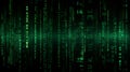 Green matrix code digital rain background for internet technology, programming Royalty Free Stock Photo