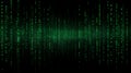 Green matrix code digital rain background for internet technology, programming Royalty Free Stock Photo