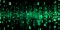 Green matrix code digital rain background for internet technology, programming Royalty Free Stock Photo