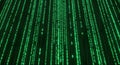 Green Matrix Code Falling Background, Digital Data Stream, Binary Numbers Royalty Free Stock Photo