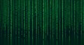 Green Matrix Code Falling Digital Rain Background, Technology and Data Programming Concept Royalty Free Stock Photo