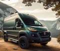 green matte 4x4 lifter vintage van conversion , nomadic lifestyle , offroad wheels, 3d render