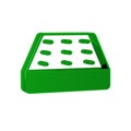 Green Mattress icon isolated on transparent background. Padded comfortable sleeping bed mattress.