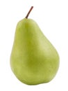 Green pear standing close-up on white isolated background Royalty Free Stock Photo