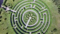 Green maze a garden, aerial view Royalty Free Stock Photo