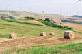 Green meadow with Wind turbines generating electricity Royalty Free Stock Photo