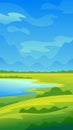 Green meadows, hills and mountains against a blue sky. Royalty Free Stock Photo