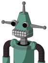 Green Mech With Cone Head And Keyboard Mouth And Two Eyes And Single Antenna
