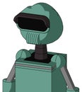 Green Mech With Rounded Head And Speakers Mouth And Black Visor Eye