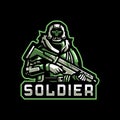 GREEN MECHA SOLDIER MASCOT LOGO DESIGN Royalty Free Stock Photo