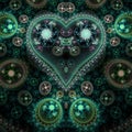 Green mechanical fractal heart Royalty Free Stock Photo