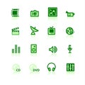 Green media icons