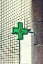 Green medical cross, Pharmacy Neon Sign. Drug store. Pharmacy concept, medicine, symbol, Royalty Free Stock Photo