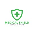 Green medical cross shield logo icon design template