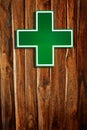 Green medical cross sign