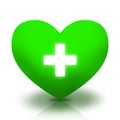 Green medical heart with cross