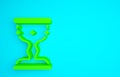 Green Medieval goblet icon isolated on blue background. Minimalism concept. 3d illustration 3D render