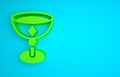 Green Medieval goblet icon isolated on blue background. Minimalism concept. 3D render illustration